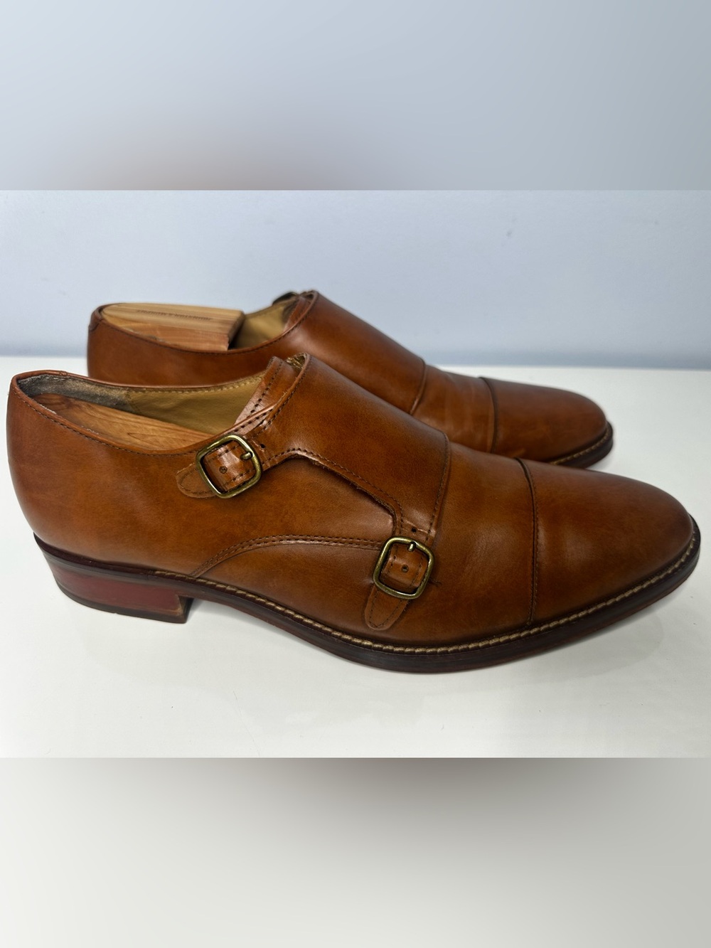 Cole Haan “Grand OS” Double Monk Strap Cap Toe Dress Shoes Mens Size 10.5 Brown - Picture 2 of 8
